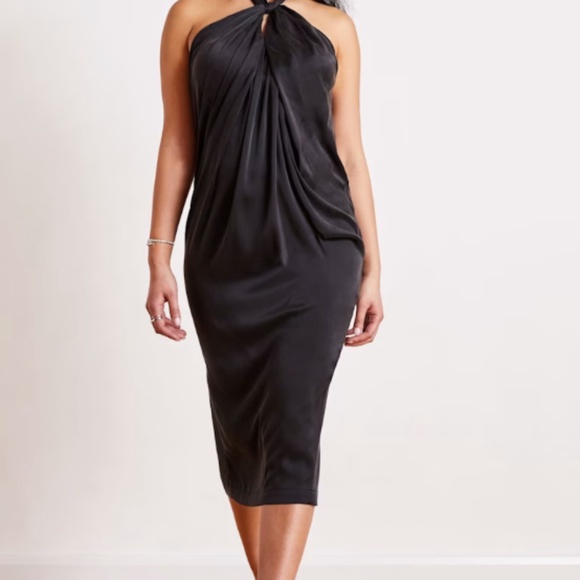 Black Tie Neck Bandeau Dress by The Summer Edit, Wolf & Badger - Size L - Picture 4 of 5